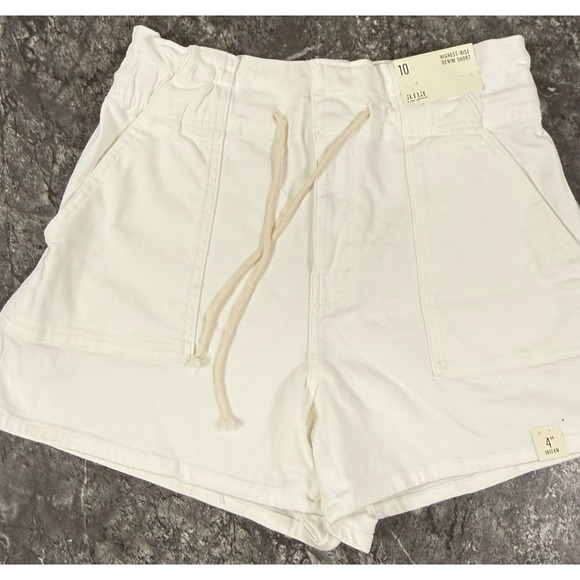 a.n.a Pants - a.n.a Womens Highest Rise Paperbag Denim Shorts Patch Pockets 4" Inseam White 10